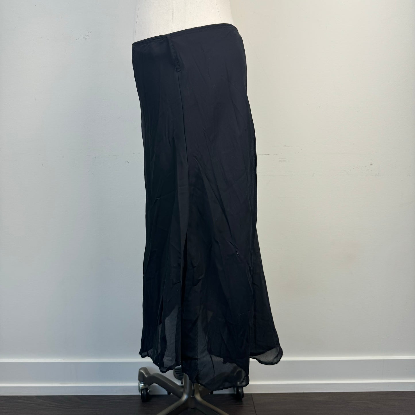 Vintage Black Chiffon Overlay Maxi Skirt