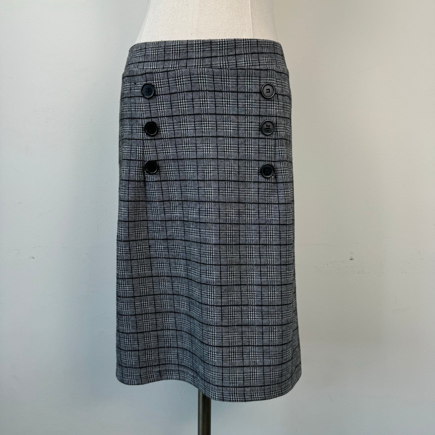 Grey Plaid Midi Skirt