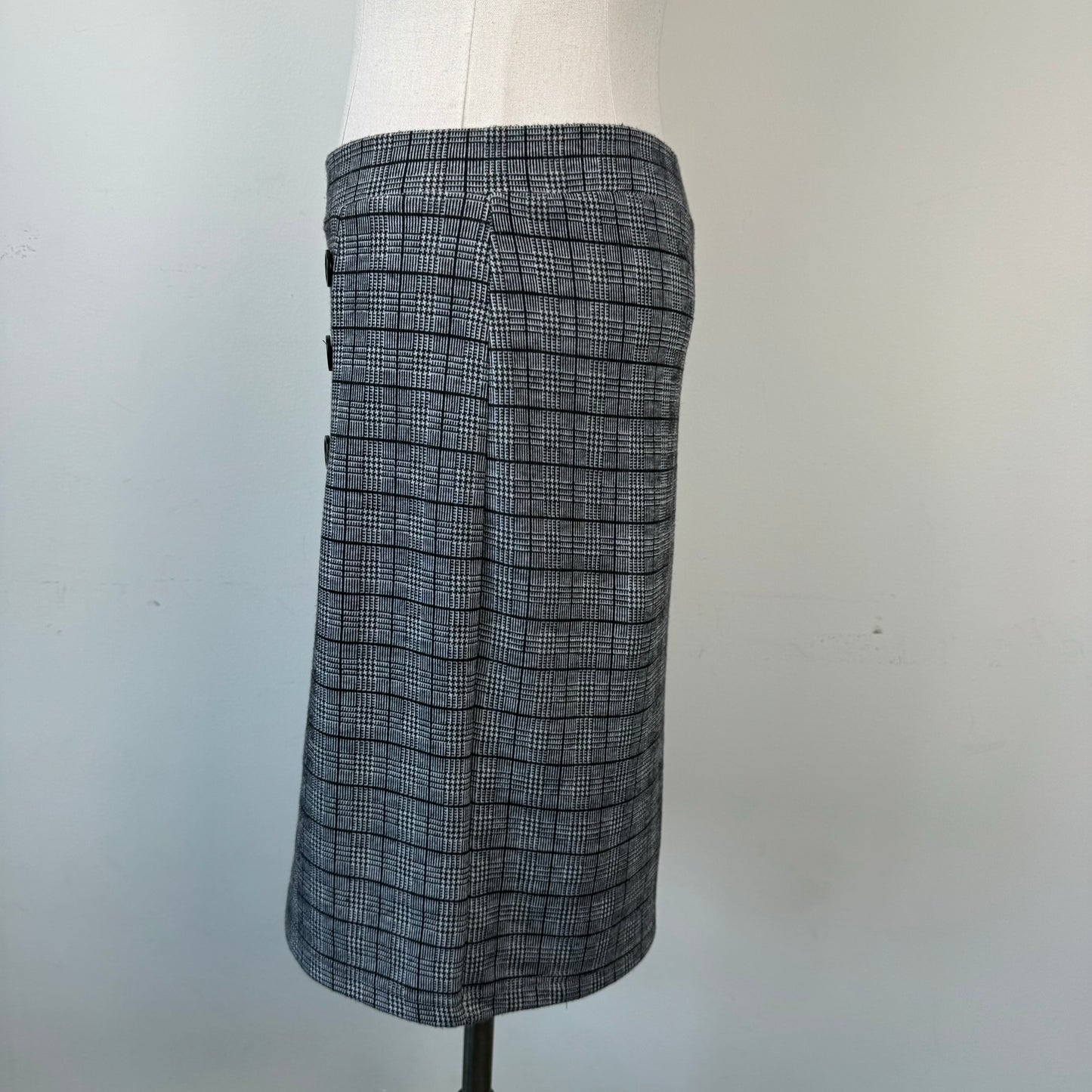 Grey Plaid Midi Skirt