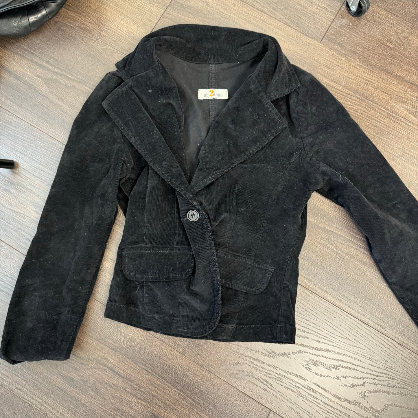 Black Corduroy Fitted Blazer Jacket