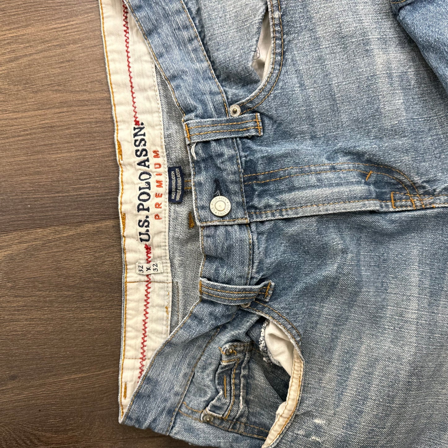 U.S. Polo Light Wash Distressed Straight Cut Jeans