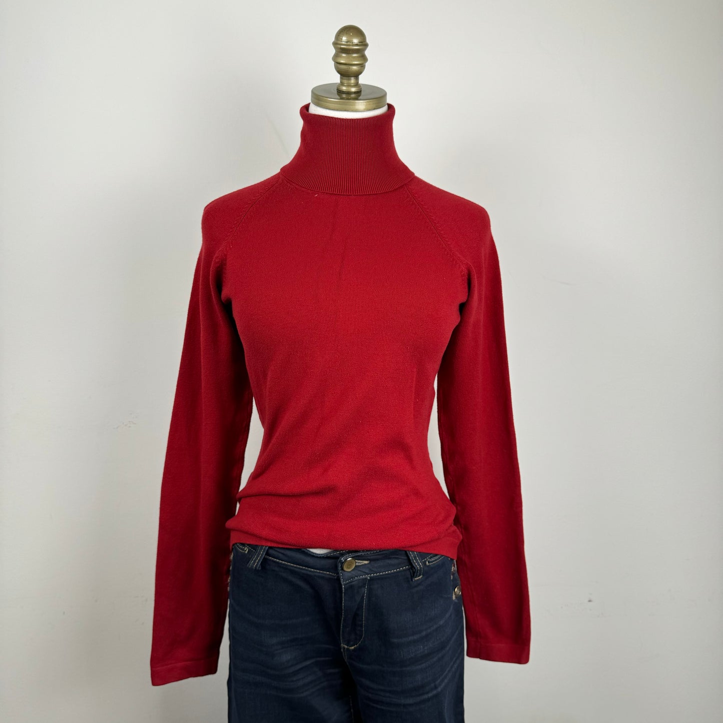 Dark Red Fitted Turtleneck Sweater