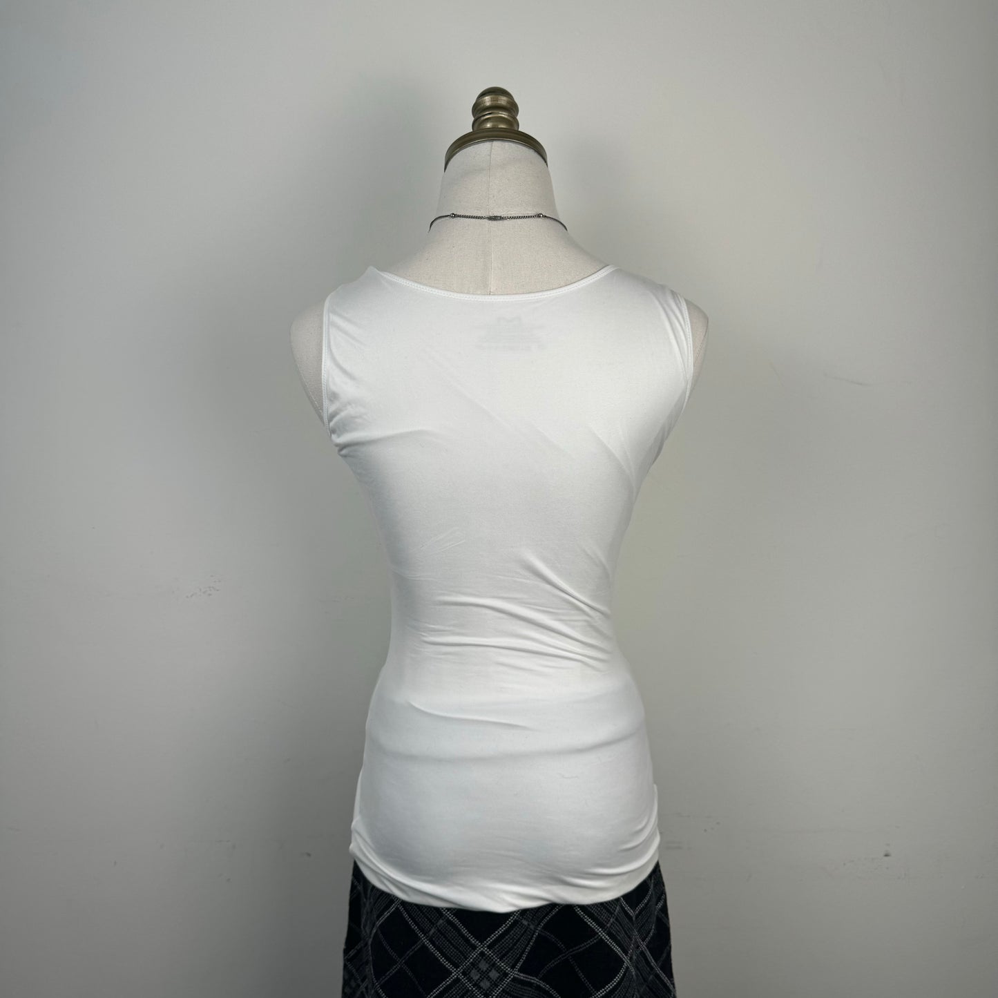 White Lace Trim Fitted Tank Top