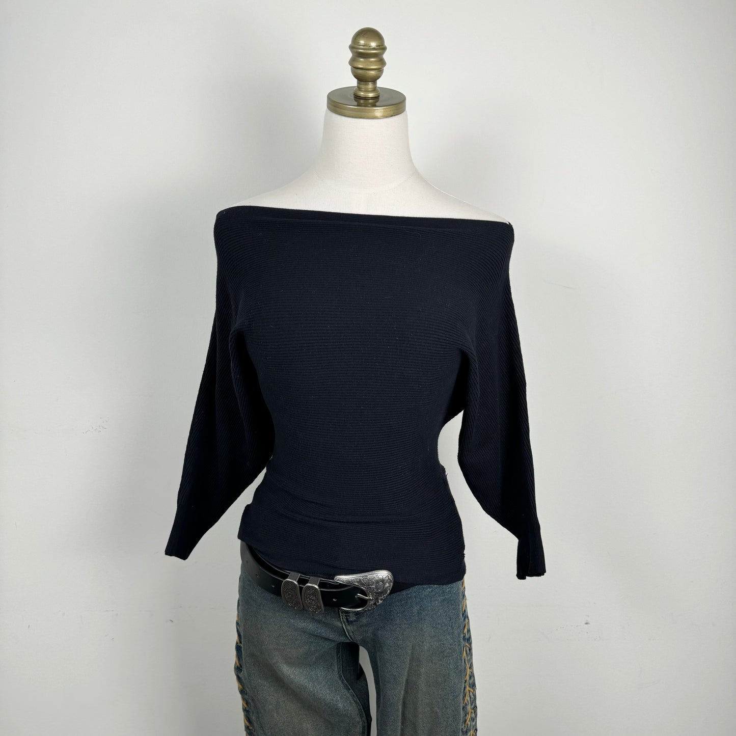 Black Off Shoulder Dolman Sweater