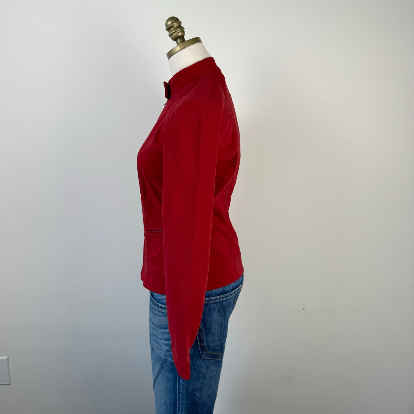 Red Fitted Moto Jacket