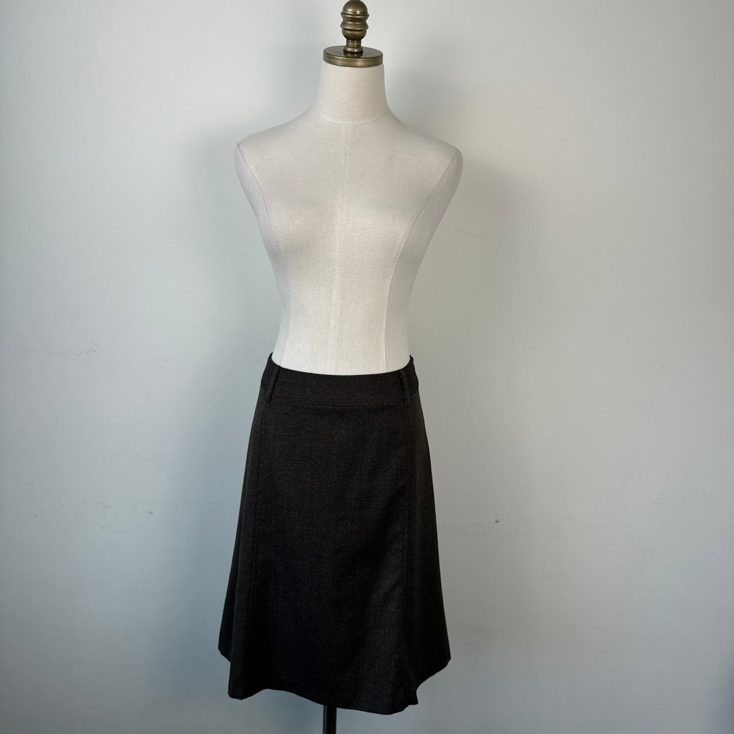 Light Brown Flared Hem Midi Skirt