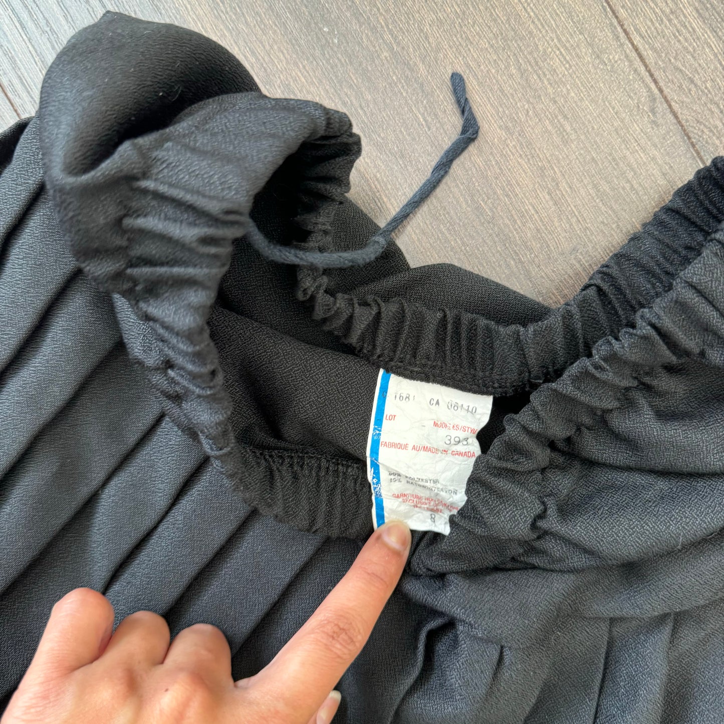 Vintage Black Pleated Midi Skirt
