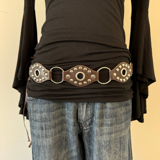 Boho Brown Tassle Studded Belt