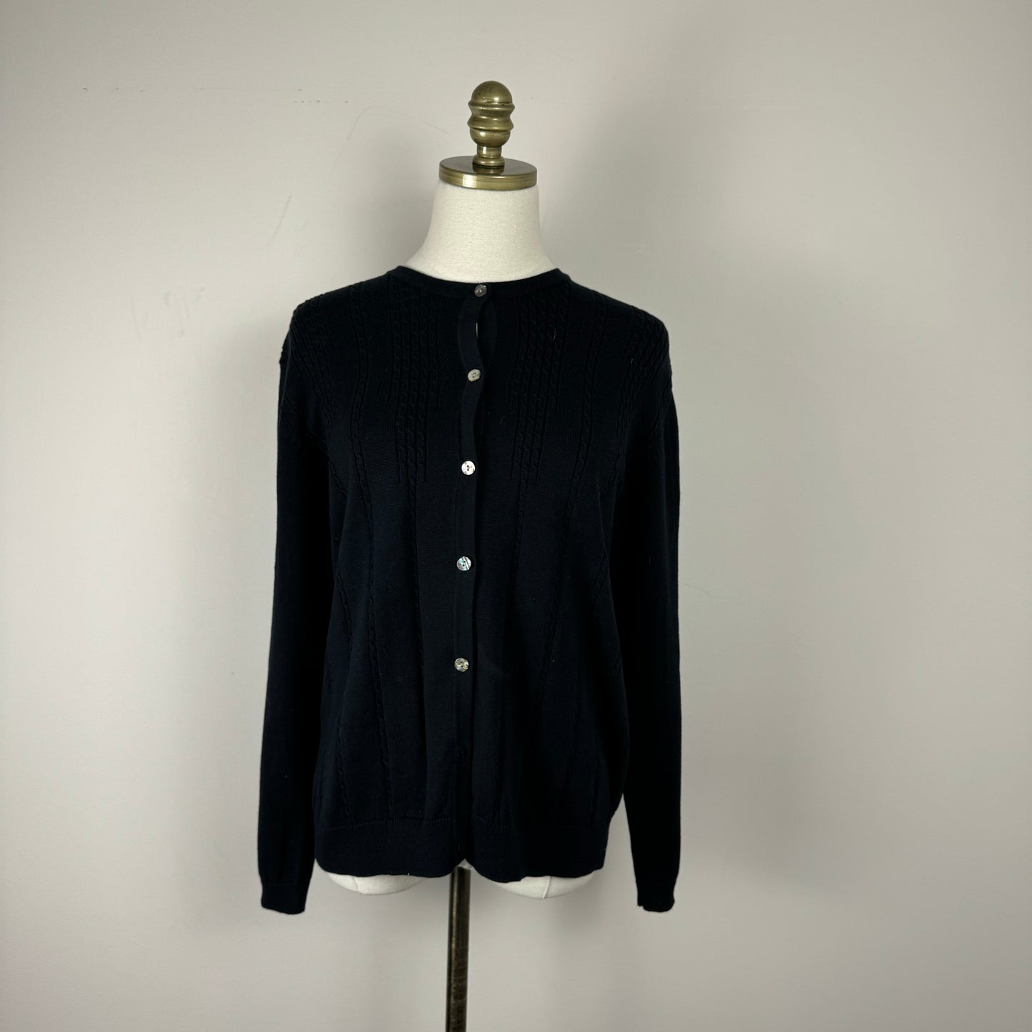 Vintage Black Button Up Knit Cardigan