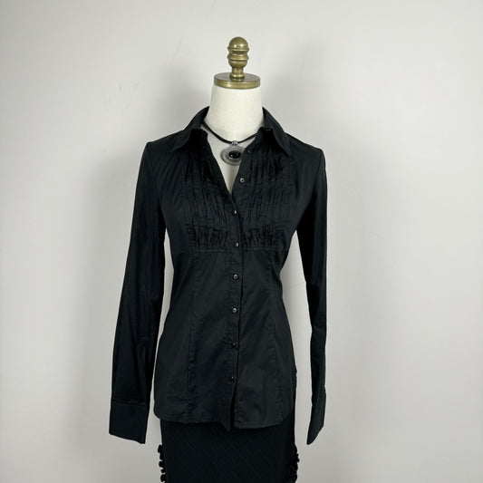 Y2K Black Fitted Button Up Shirt