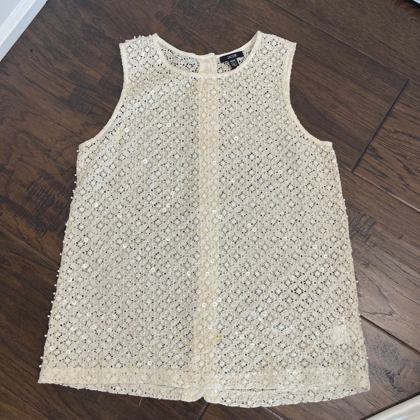 Cream Open Knit Boat Neck Top