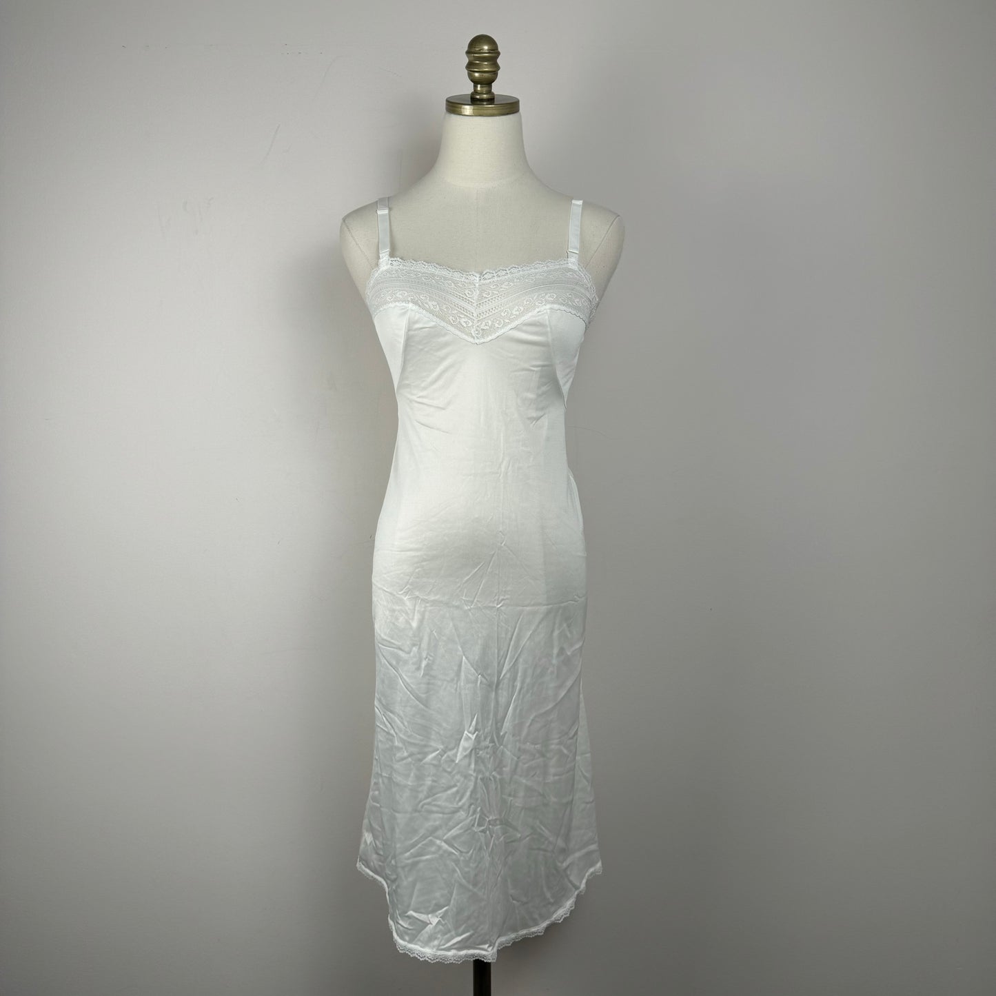 Vintage Lace Trim Cream Slip Dress