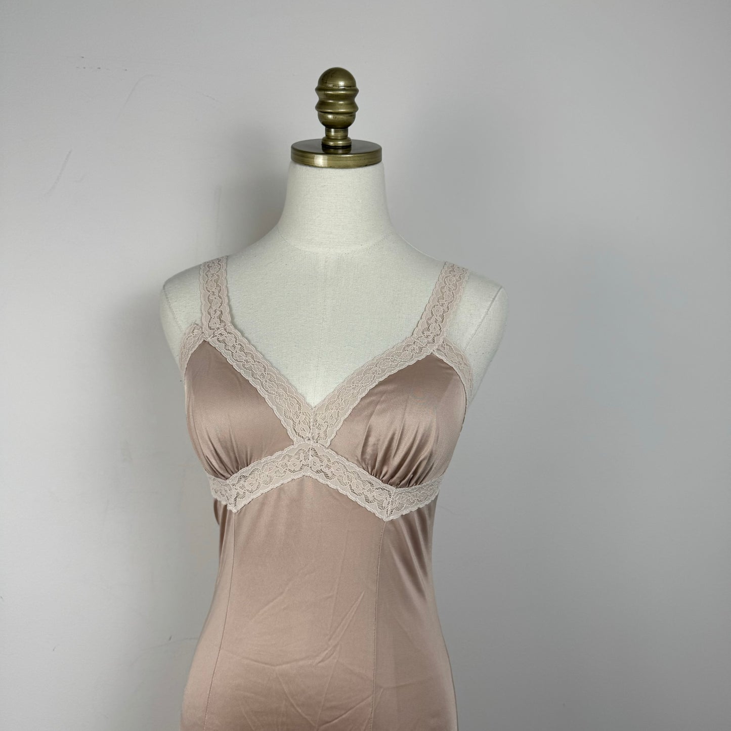 Vintage Muted Pink Lace Trim Slip Dress