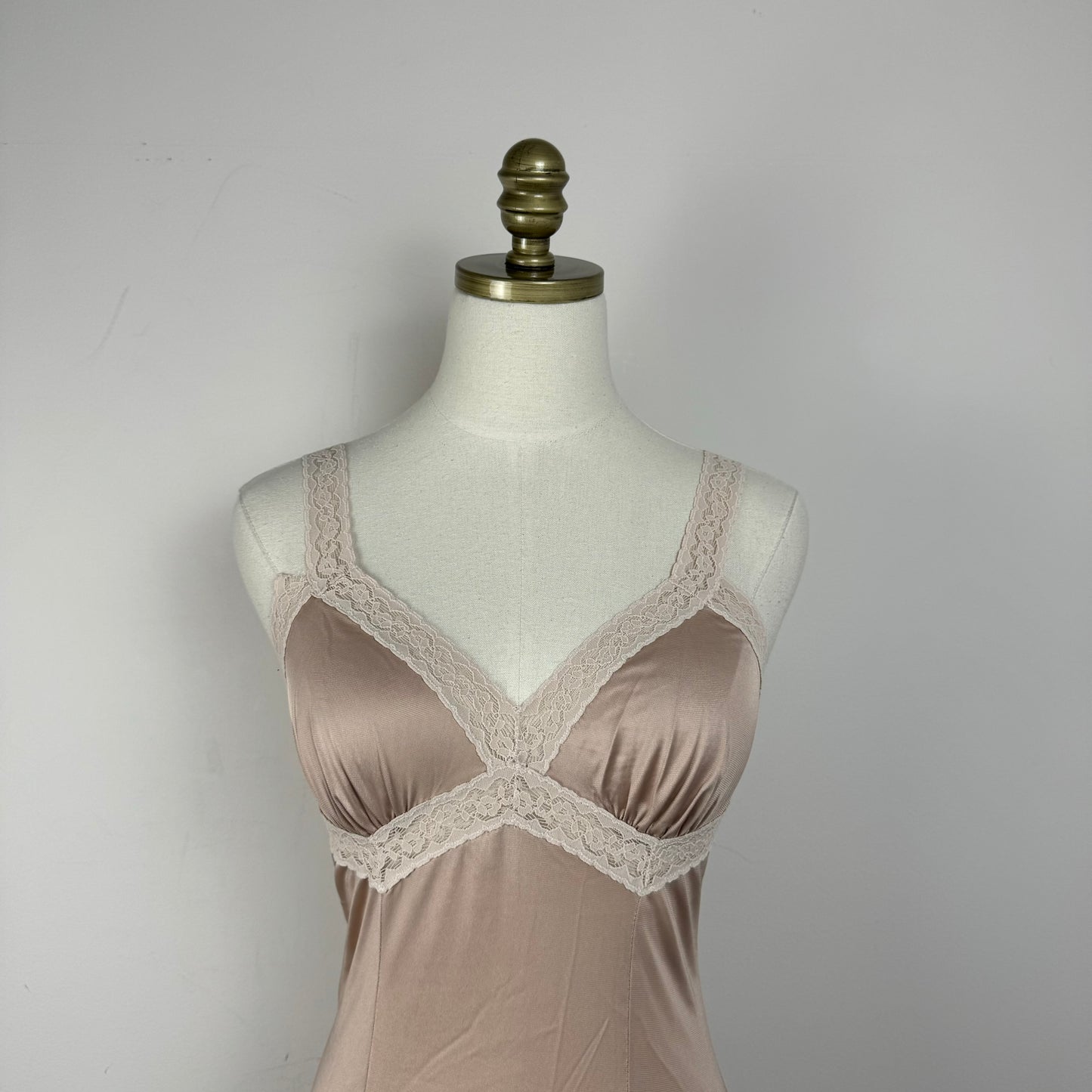 Vintage Muted Pink Lace Trim Slip Dress