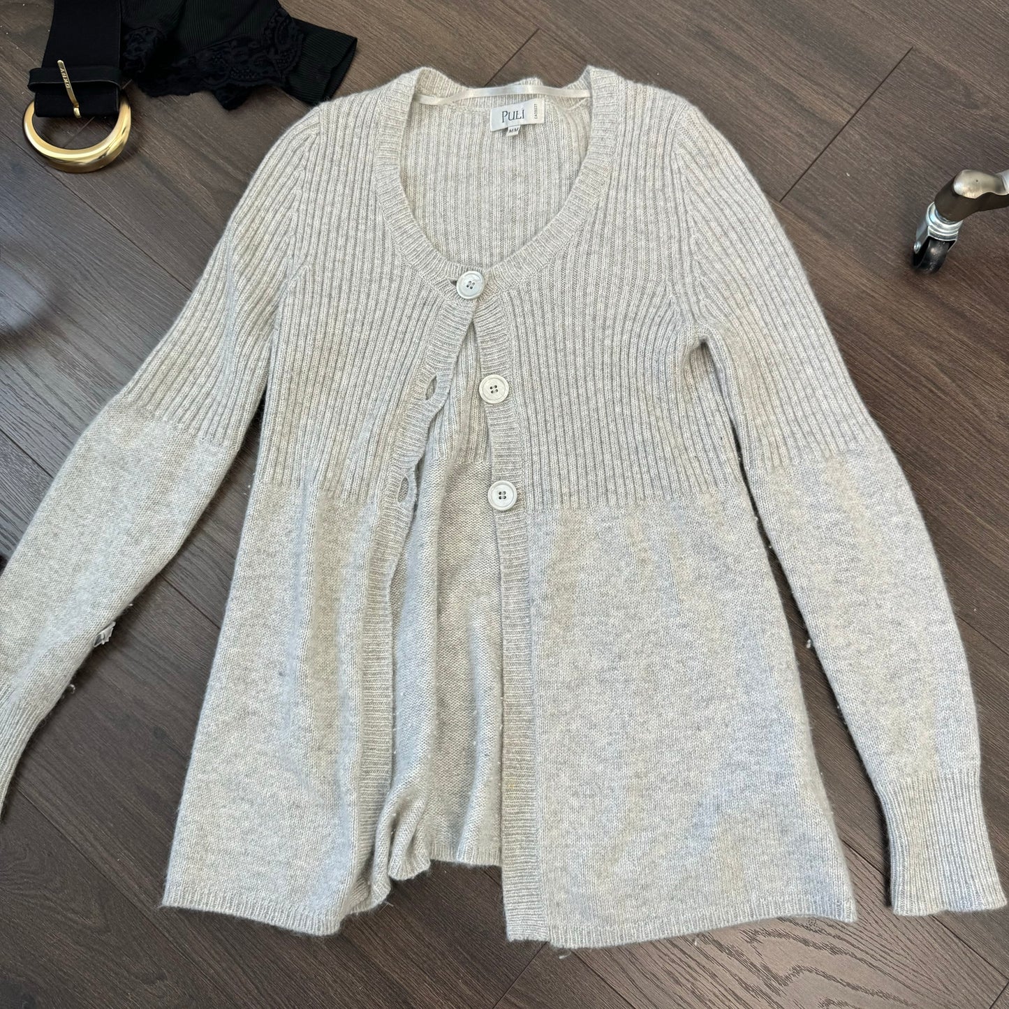 Grey Babydoll Open Front Cardigan