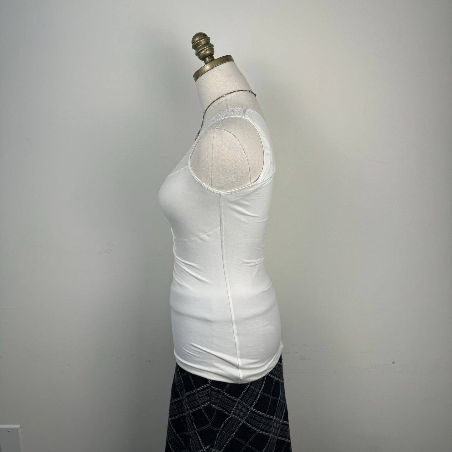 White Lace Trim Fitted Tank Top