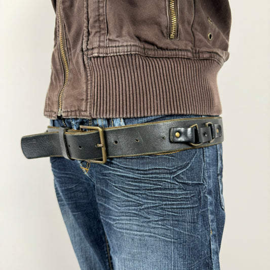 Vintage Buckled Faded Leather Belt