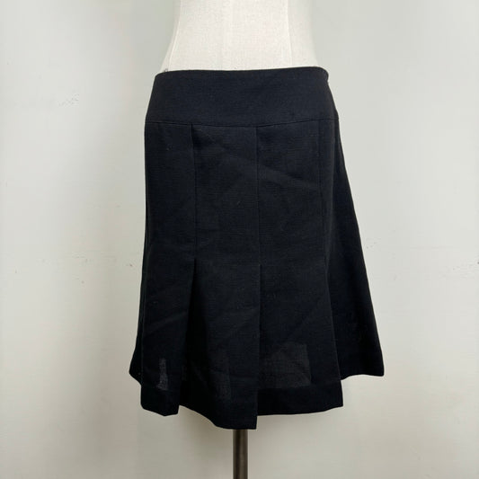Vintage Black Wool Pleated Midi Skirt