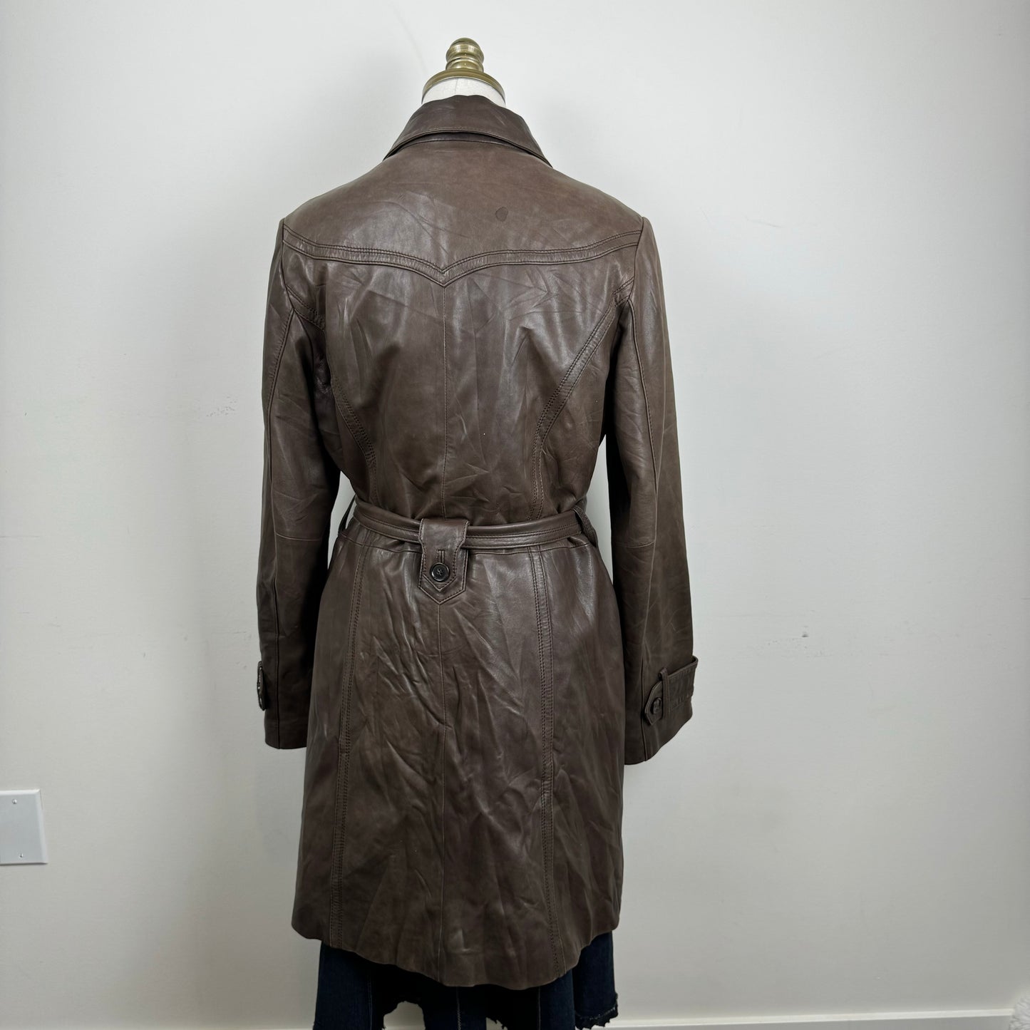 Danier Brown Genuine Leather Trench Coat