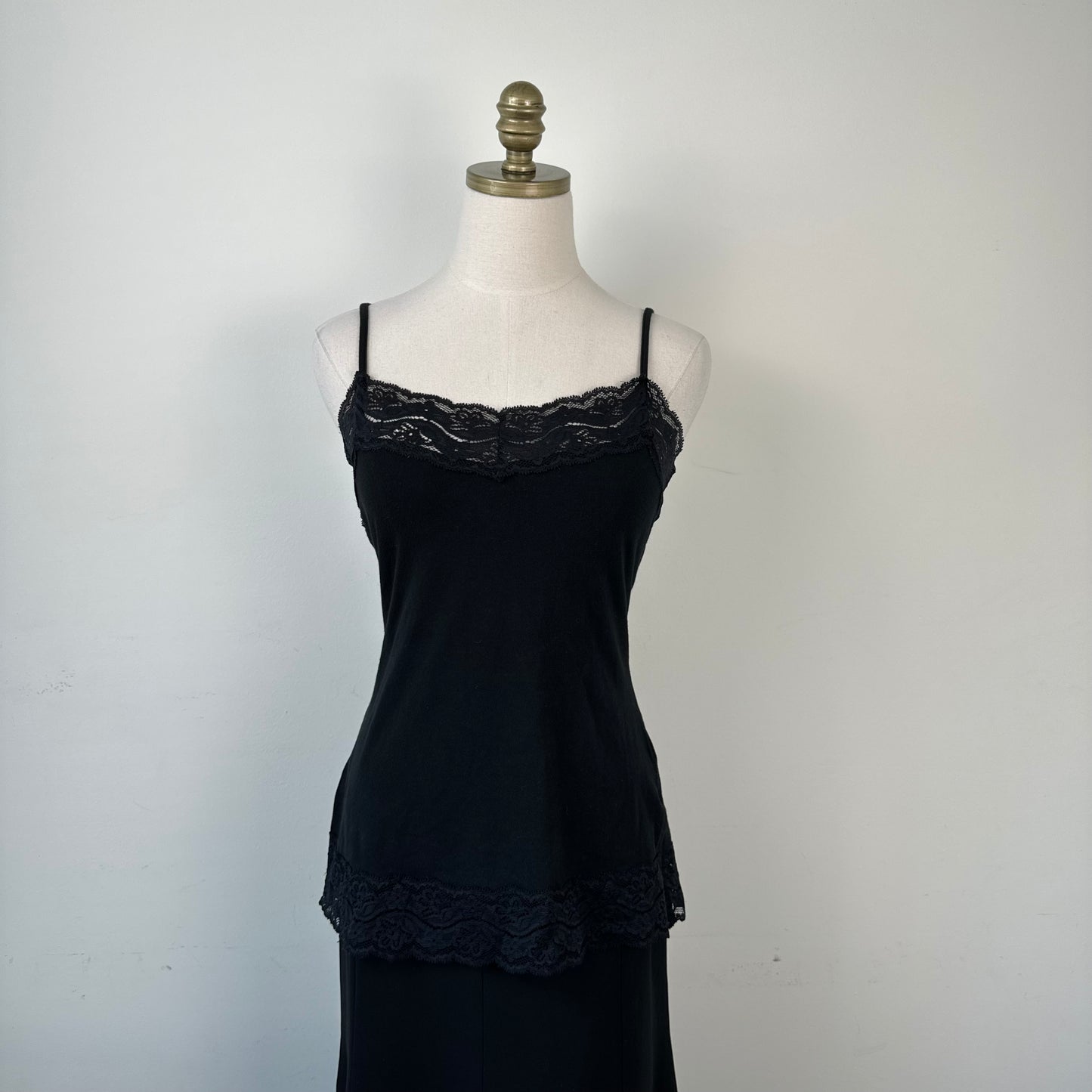 Black Lace Trim Cami Top