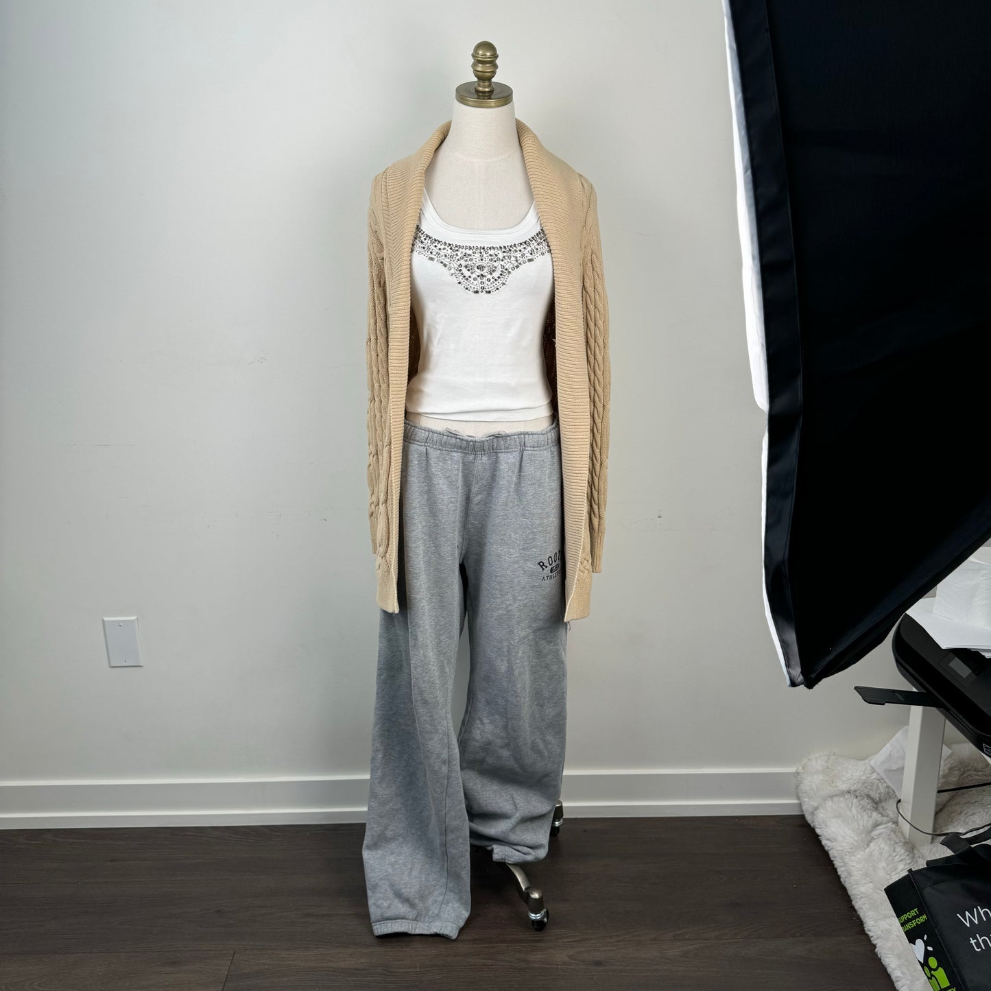 Tommy Cable Knit Tie Waist Maxi Cardigan