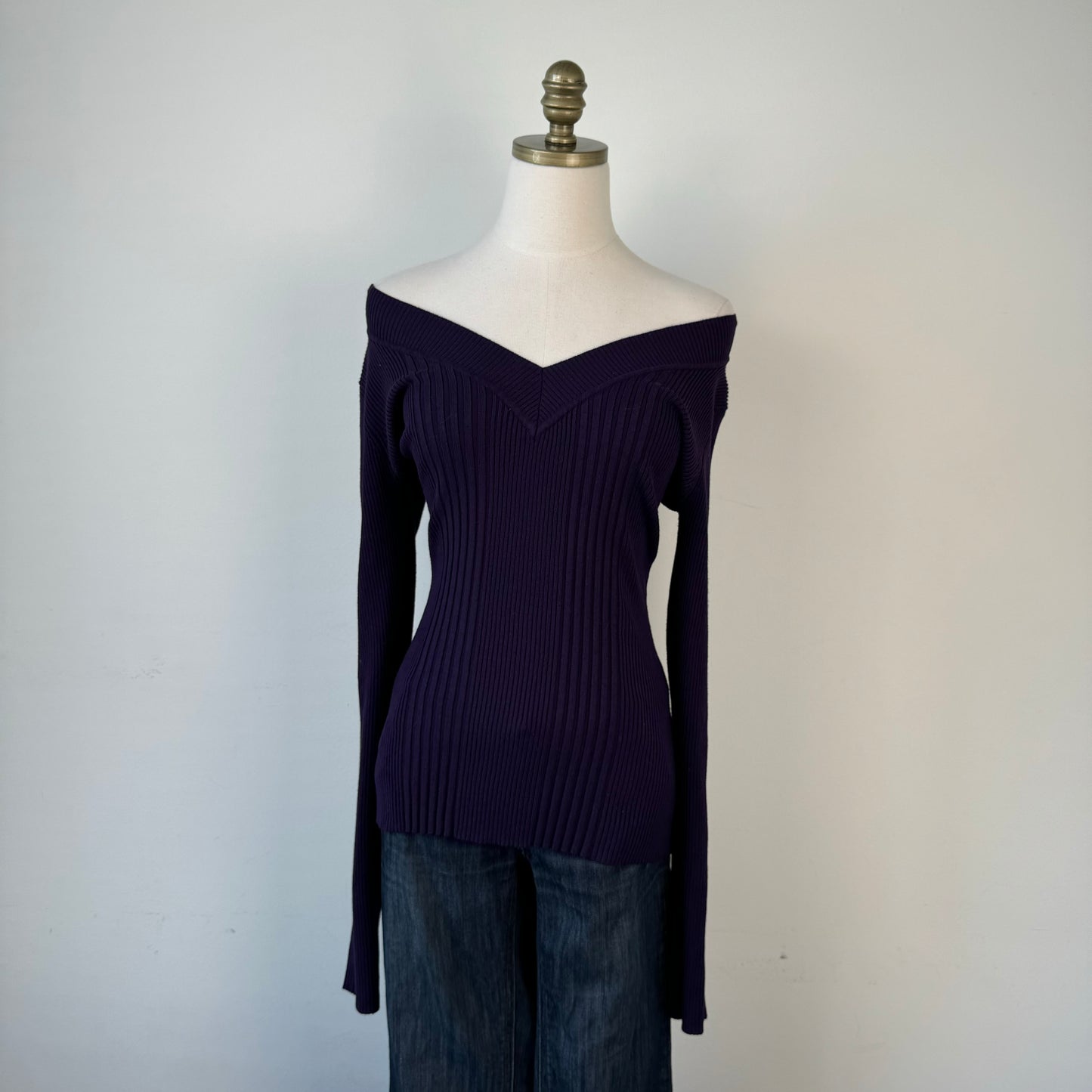 Deep Purple Ribbed Fitted Sweater