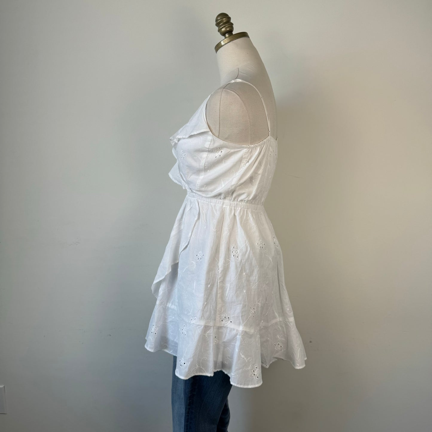White Linen Babydoll Mini Dress