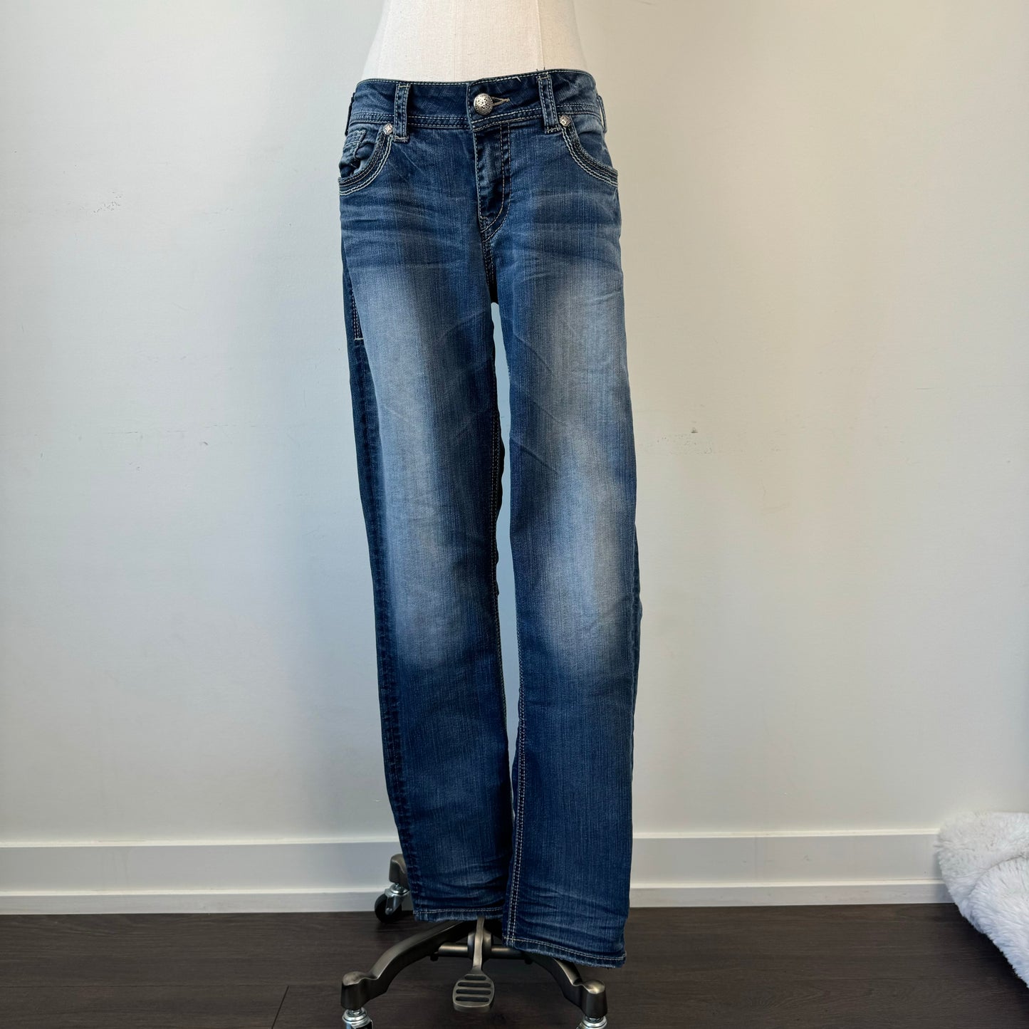 Silver Y2K Low Rise Slim Cut Jeans