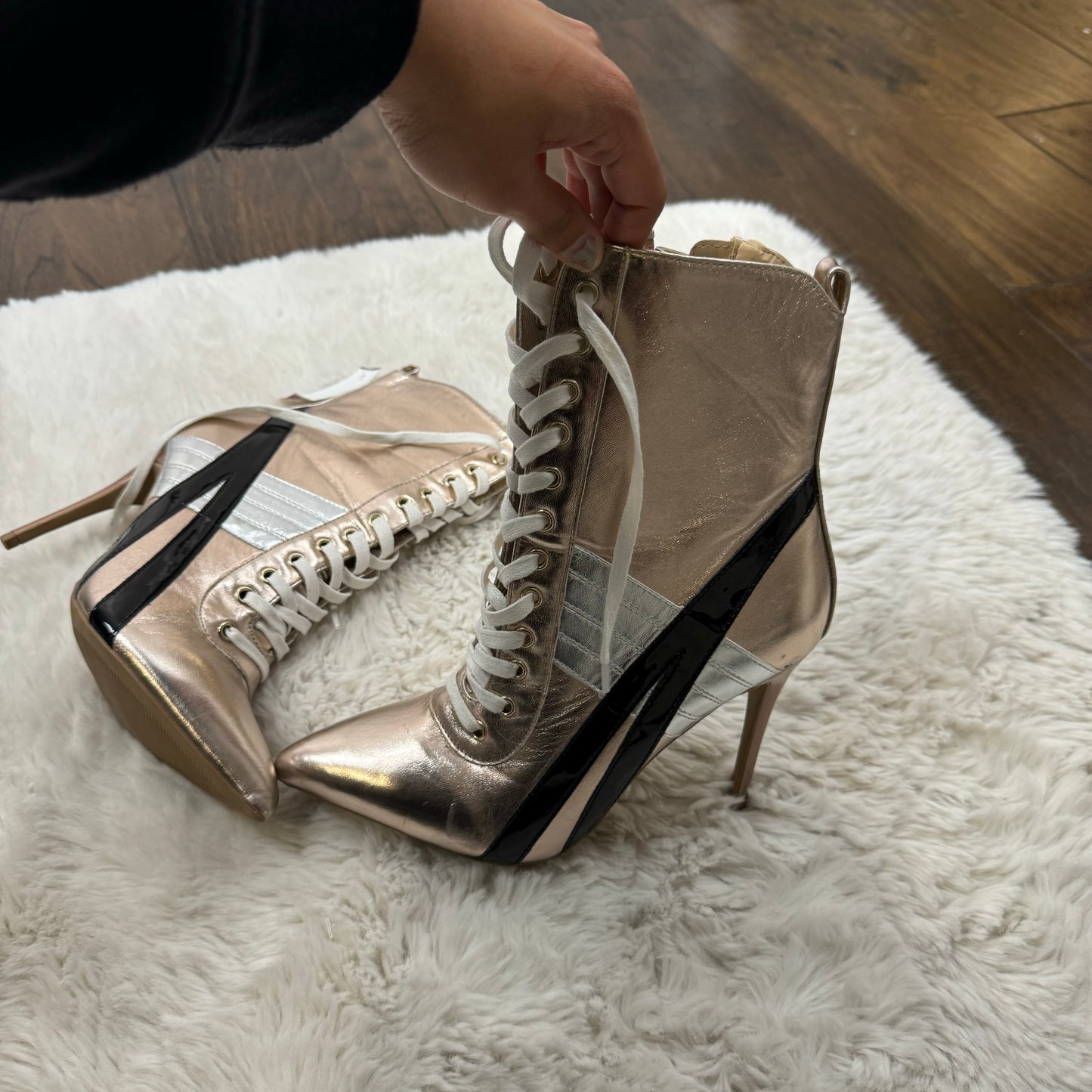 Pink Metallic Sneaker Heels (US 8)