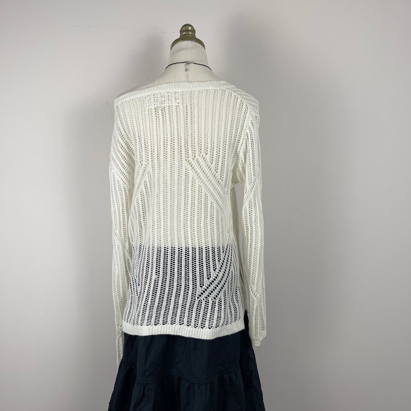 White Open Knit Sweater