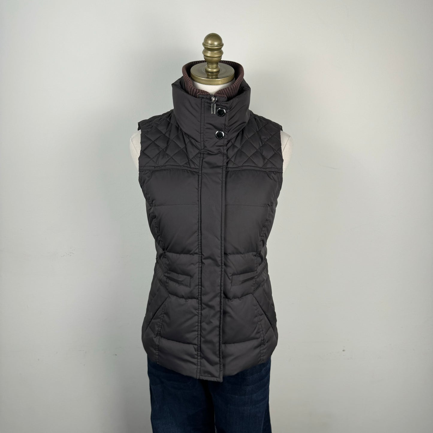 Esprit Brown Zip Up Fitted Puffer Vest