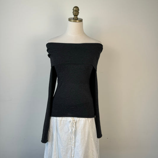 Dark Grey Off The Shoulder Sweater