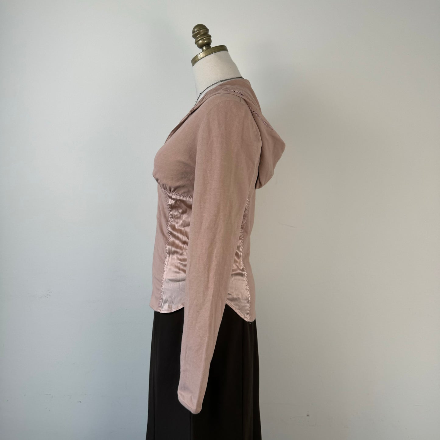 Rosy Pink Fitted Zip Up Sweater