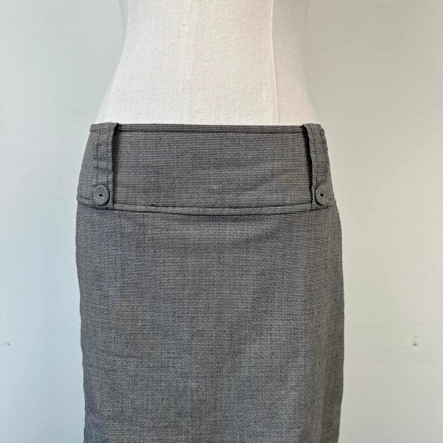 Vintage Grey Ruffled Hem Midi Skirt