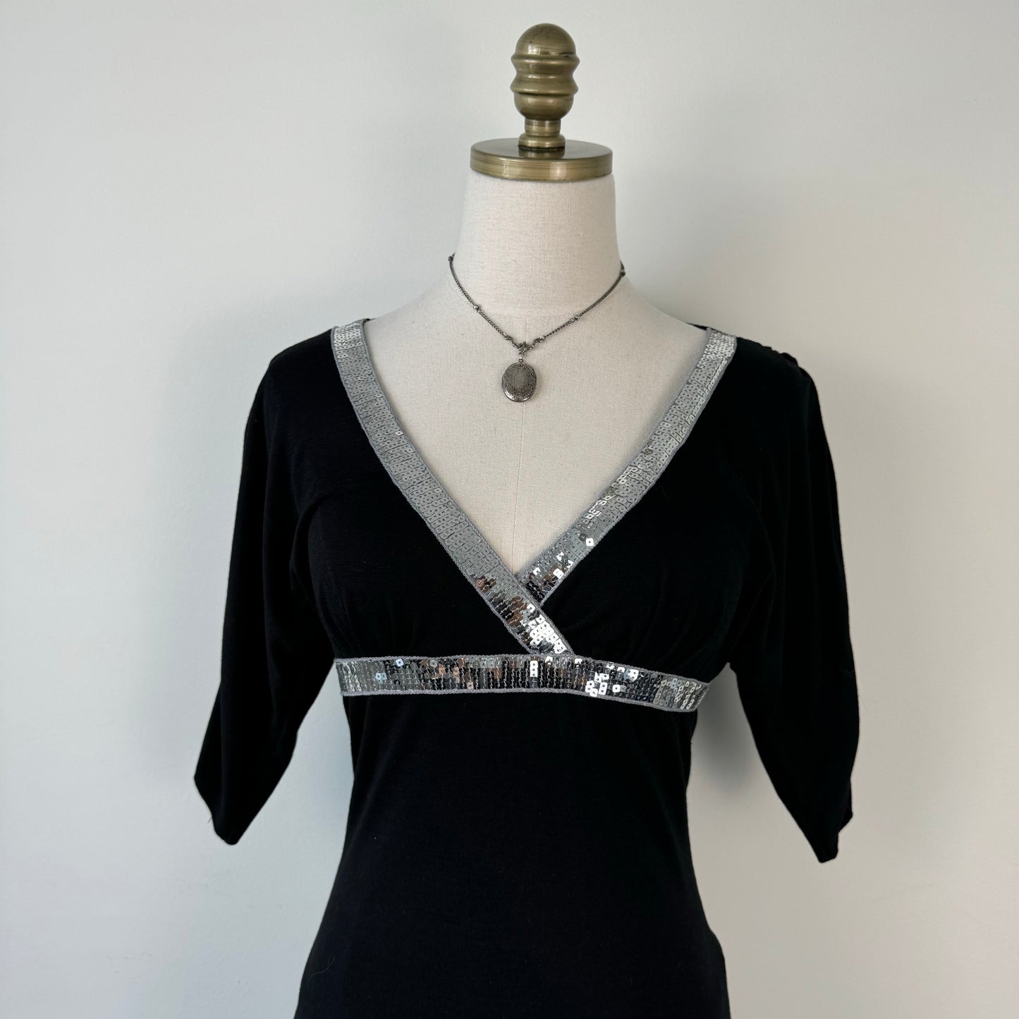 Y2K Babydoll Sequin Trim Top