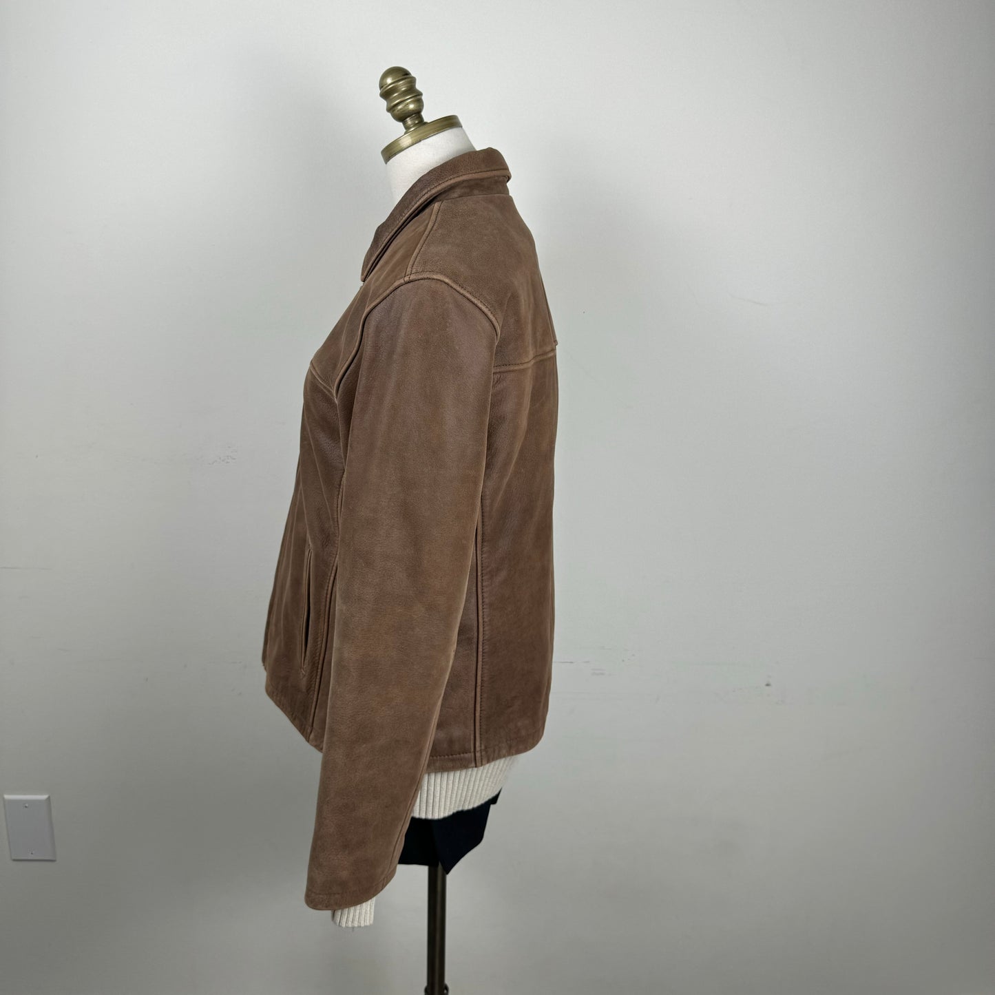 Vintage Genuine Suede Leather Zip Jacket