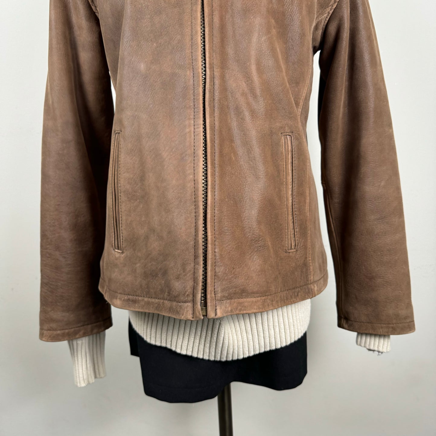Vintage Genuine Suede Leather Zip Jacket