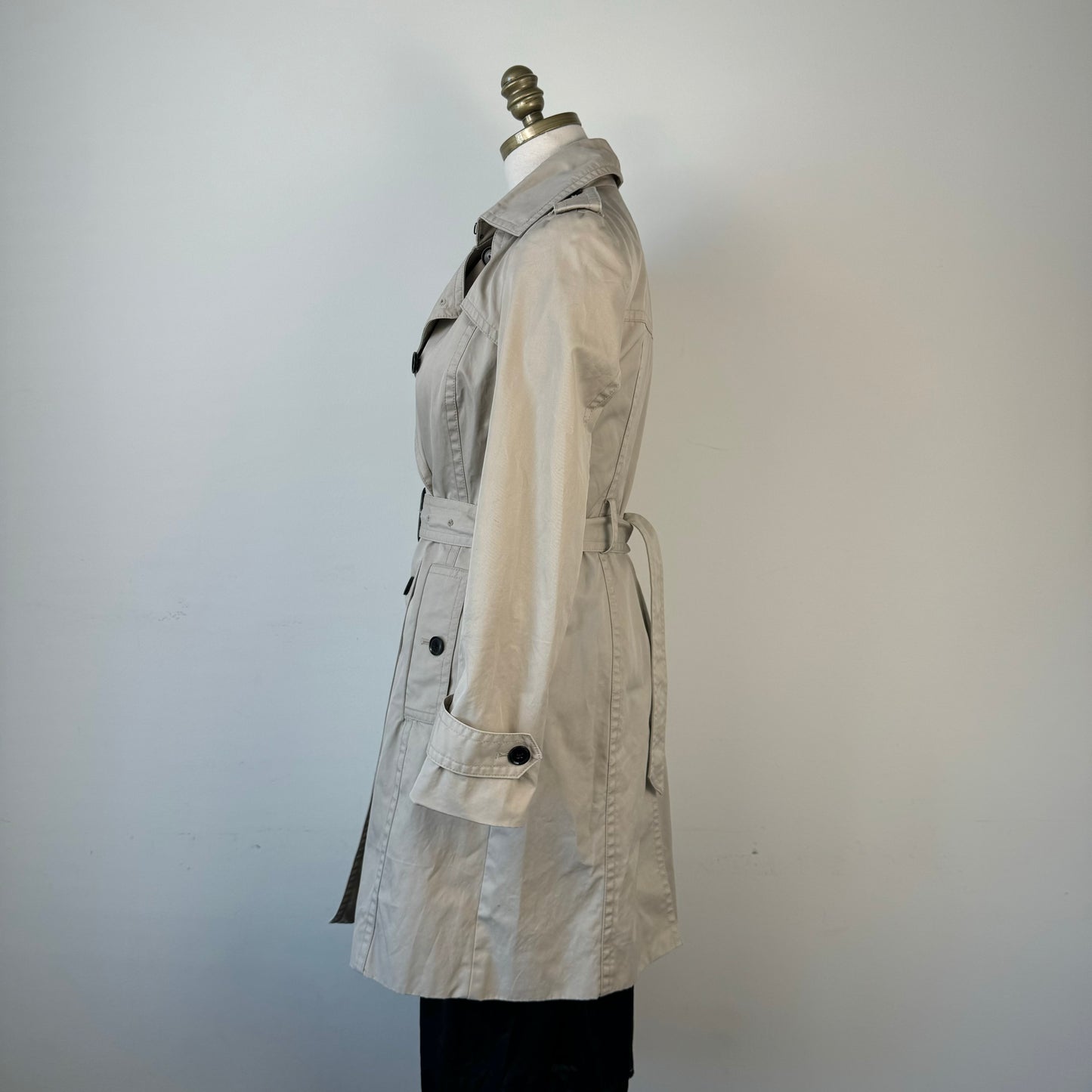 Beige Button Up Trench Coat