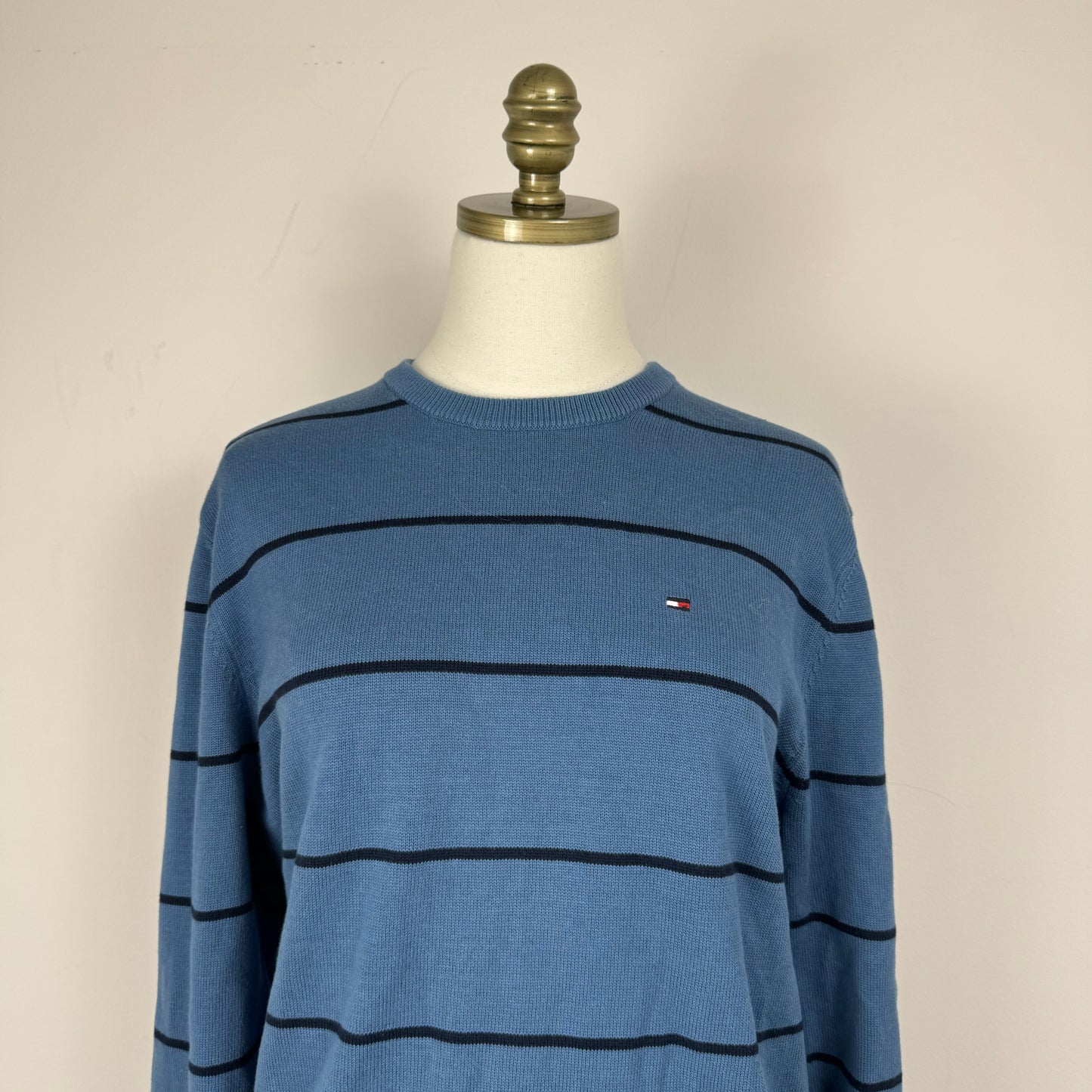 Tommy Blue Striped Crewneck Sweater