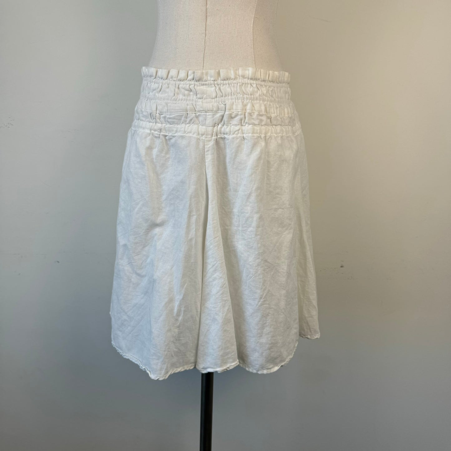 Cream Ruffled Midi Skirt