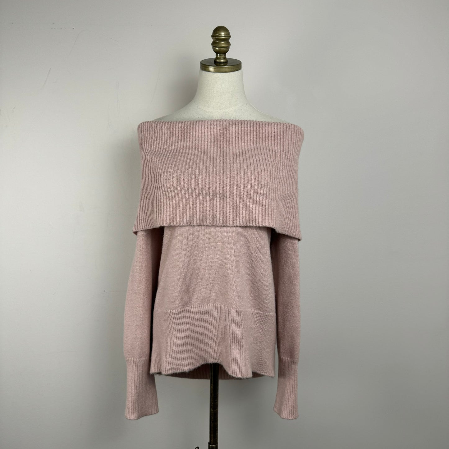 Baby Pink Off The Shoulder Knit Sweater