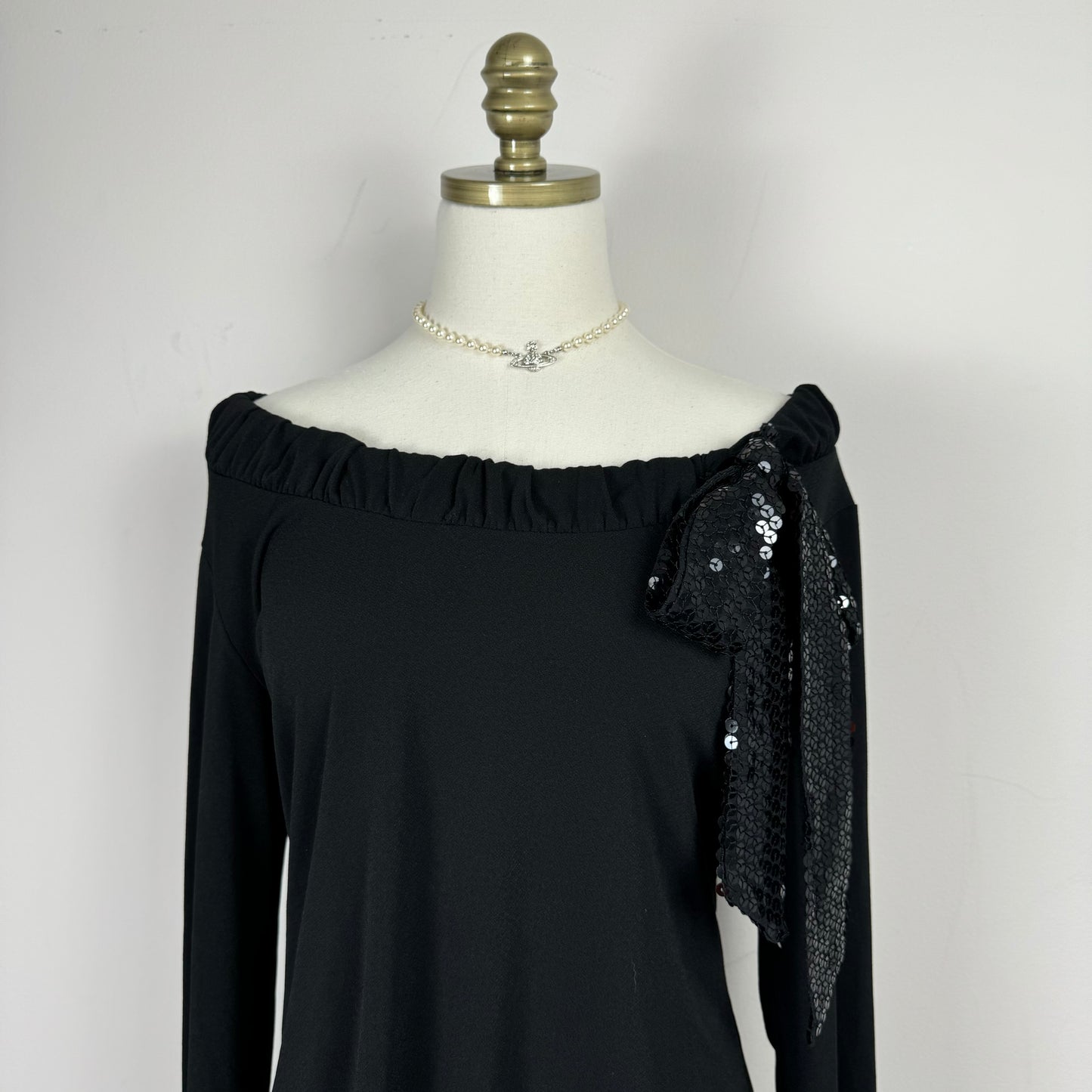 Off The Shoulder Black Made in Italy Top