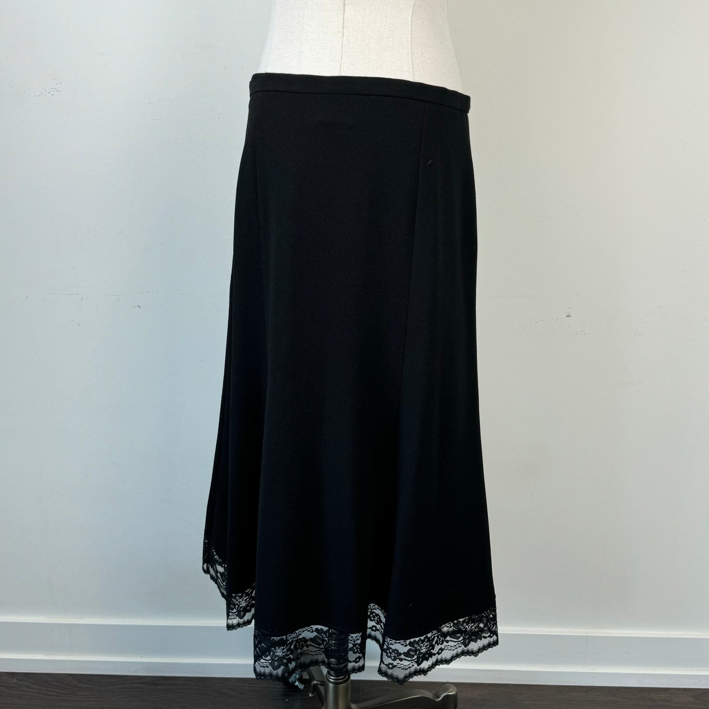 Vintage Black Lace Trim Maxi Skirt