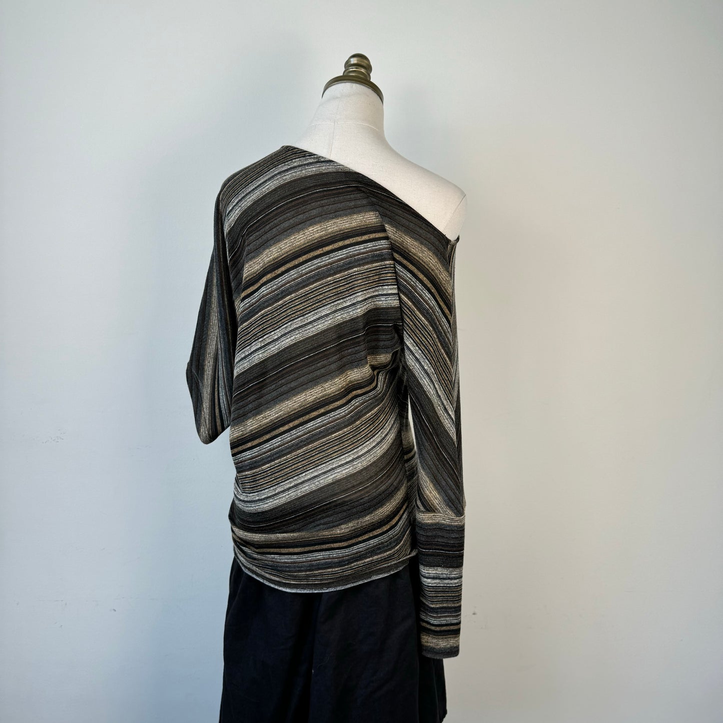 Striped Asymmetric Off Shoulder Sweater