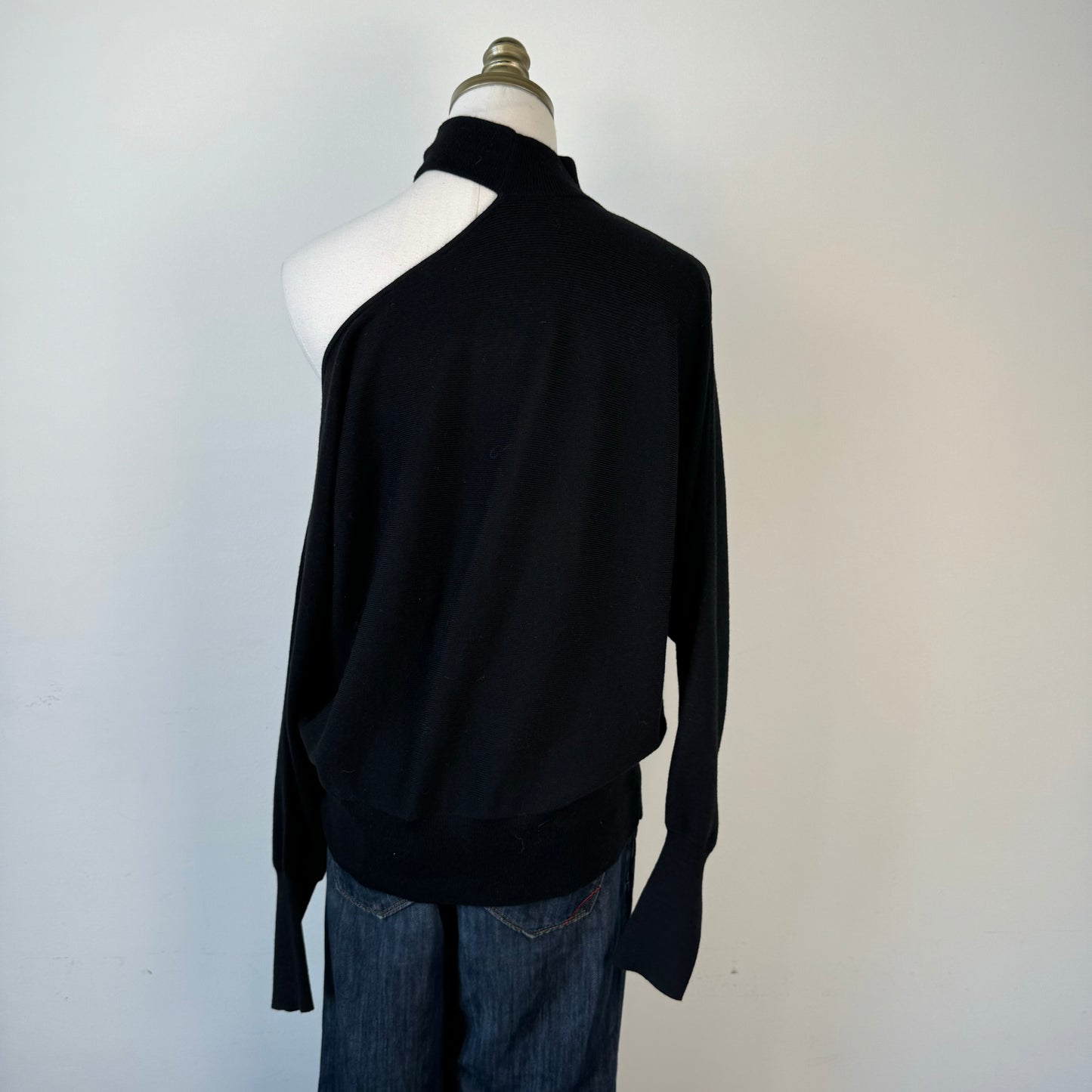 Black Dolman One Shoulder Turtleneck Sweater