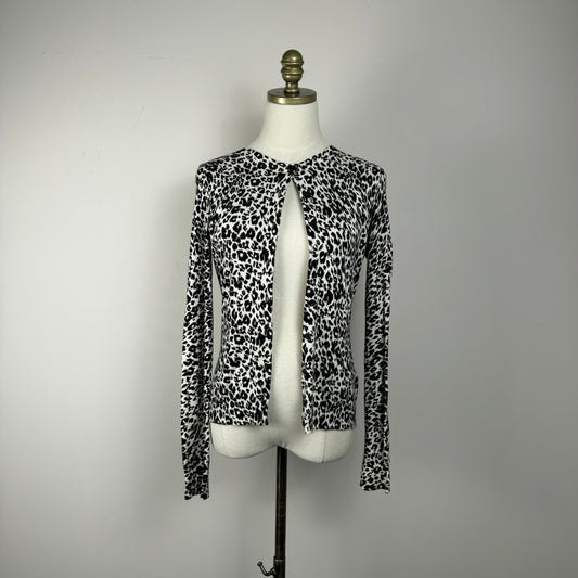 Leopard Print Fitted Button Up Cardigan