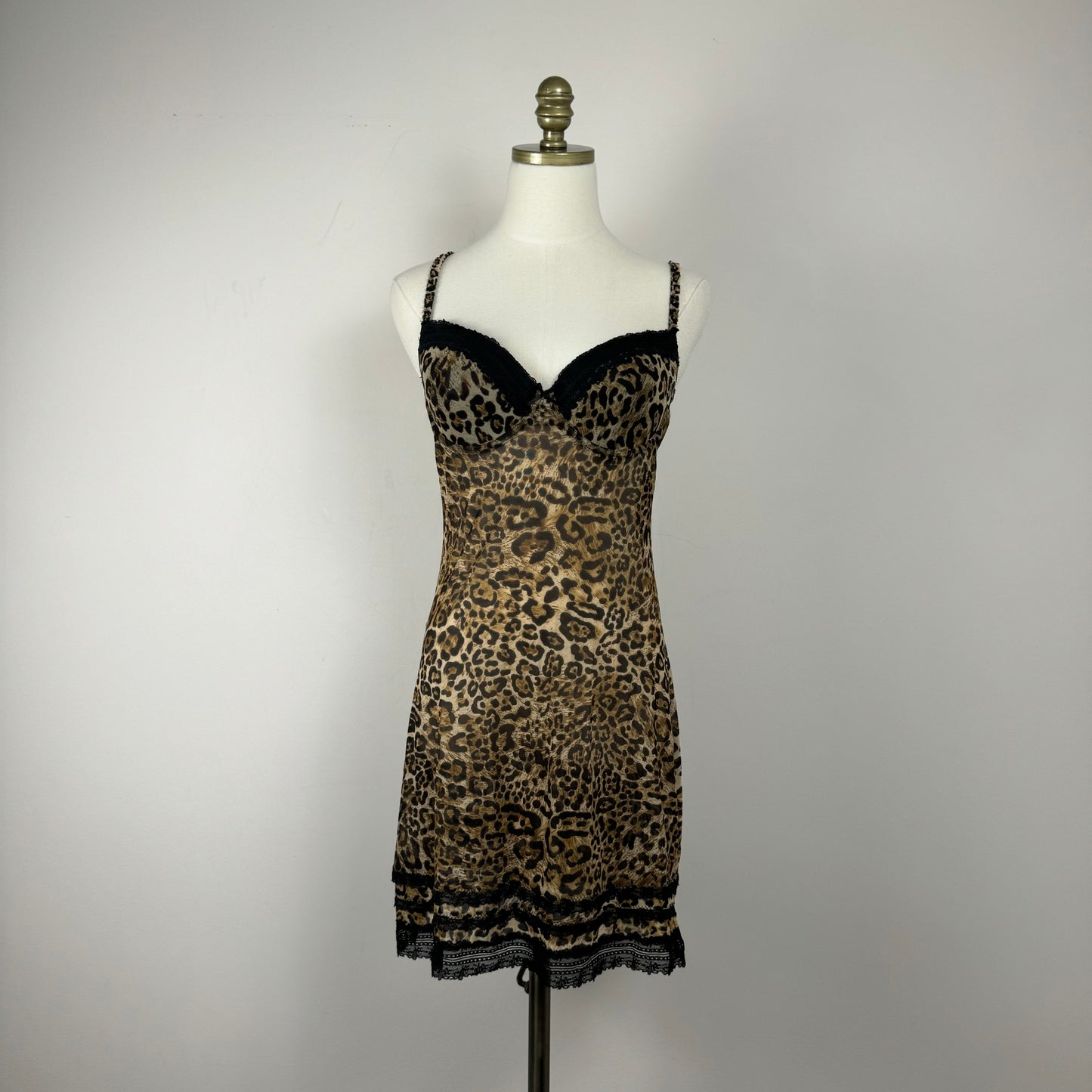 Leopard Print Babydoll Mesh Slip