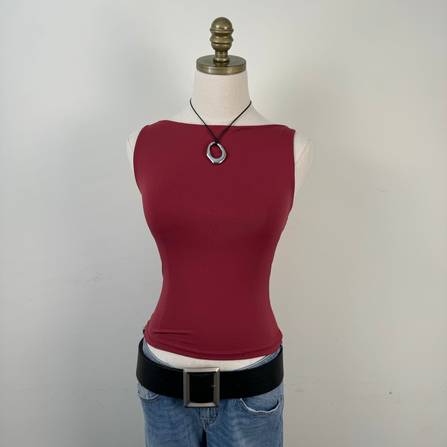 Black Faux Leather Chunky Silver Buckle Belt