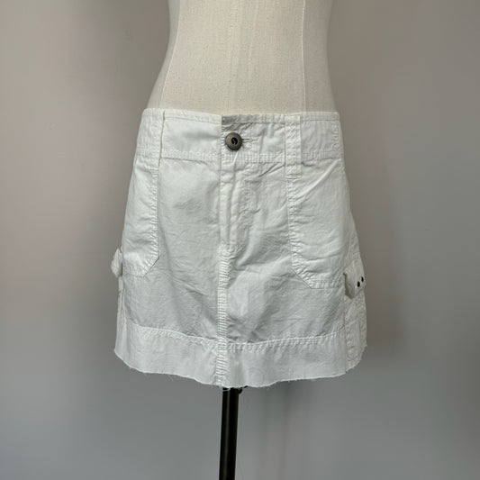 White Cargo Low Rise Mini Skirt