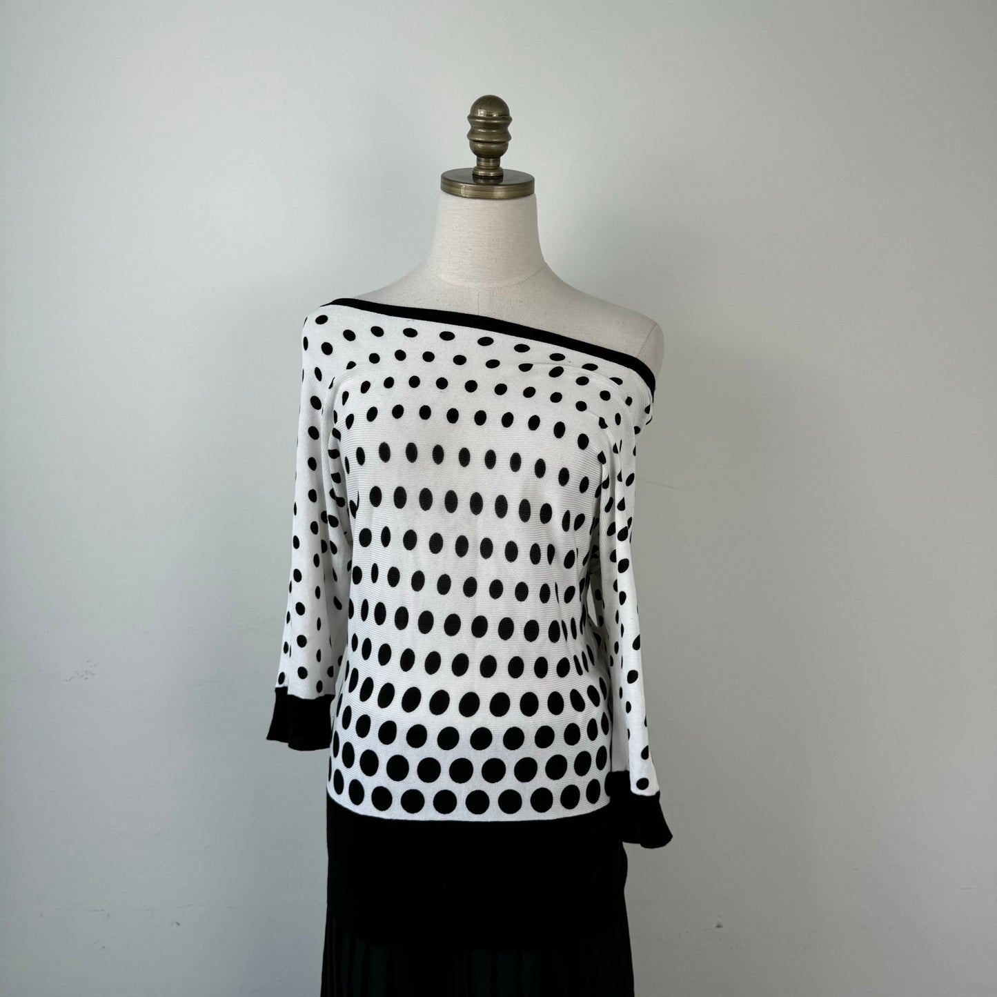 Polka Dot Off Shoulder Dolman Knit Top